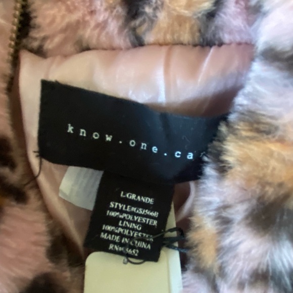 NWT Victorias Secret PINK Know.One.Cares Fur Leopard Cheetah Coat Jacket Size L - Picture 5 of 6